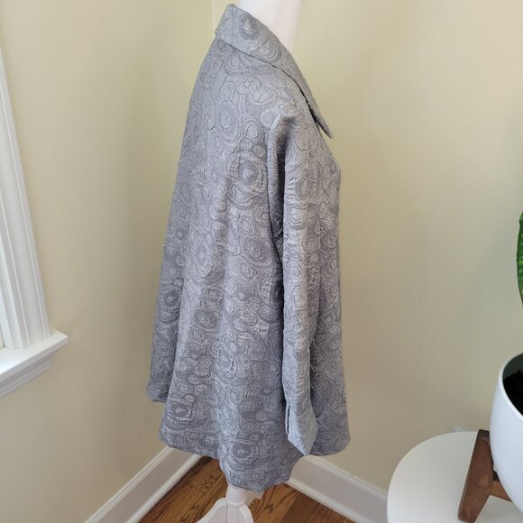 Moonlight Y&S Textured Silver Gray Oversized 3/4 Sleeve Jacket Women's Size S - Picture 7 of 13